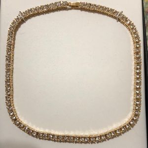 Necklace-Elegant House of Harlow 1960 Tennis Style Gold and CZ Diamond Necklace